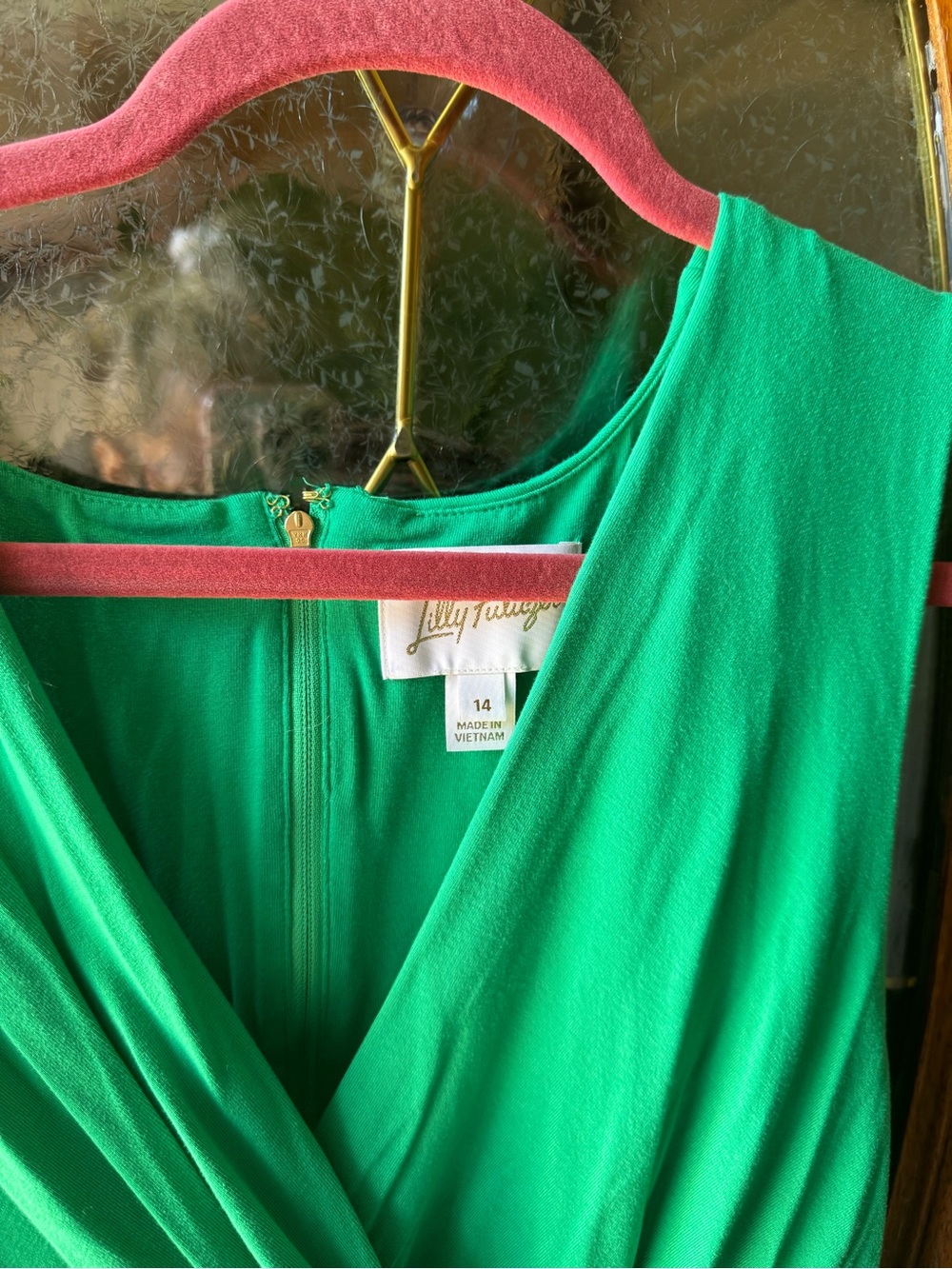 Lilly Pulitzer Brazillian Green sleeveless Wrap Dress size 14. NWOT. - Picture 2 of 9